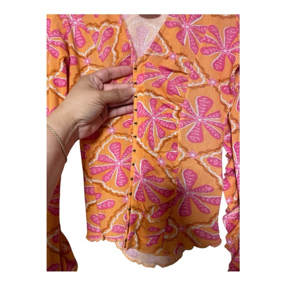 FREE PEOPLE Through The Meadow Top in Grapefruit Seltzer M - Picture 4 of 7